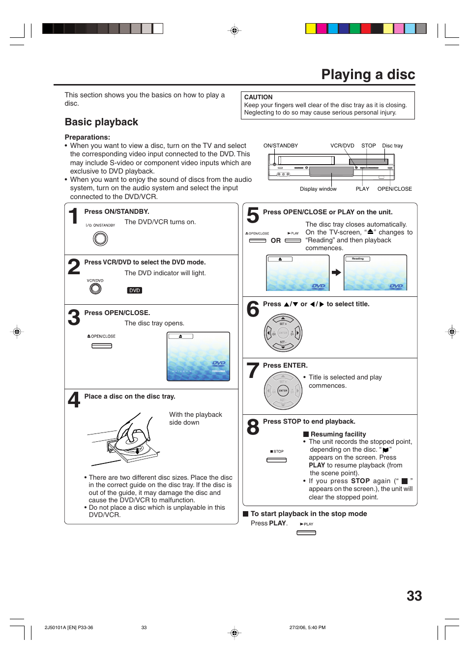 33 playing a disc | Toshiba SD-37VBSB User Manual | Page 33 / 60