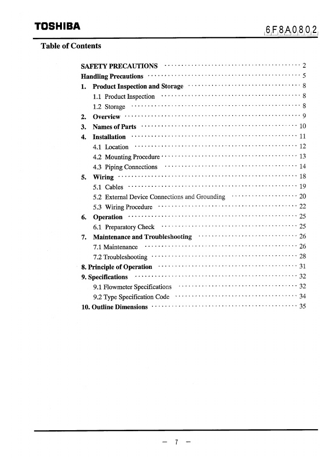 Toshiba LF470 User Manual | Page 8 / 39