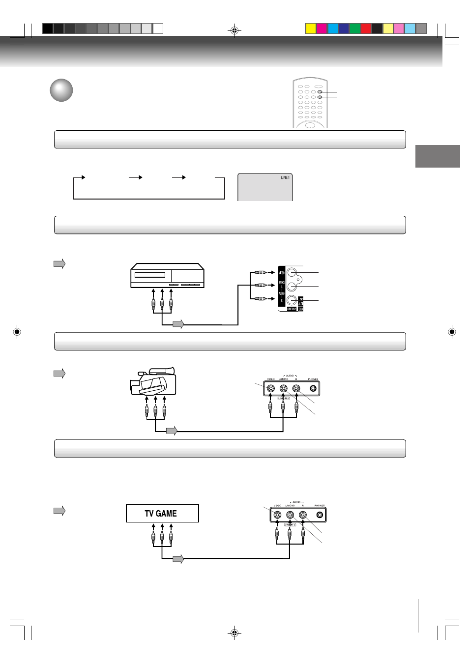 Connecting to optional equipment, Using the audio/video inputs | Toshiba MD20FP1 User Manual | Page 15 / 52
