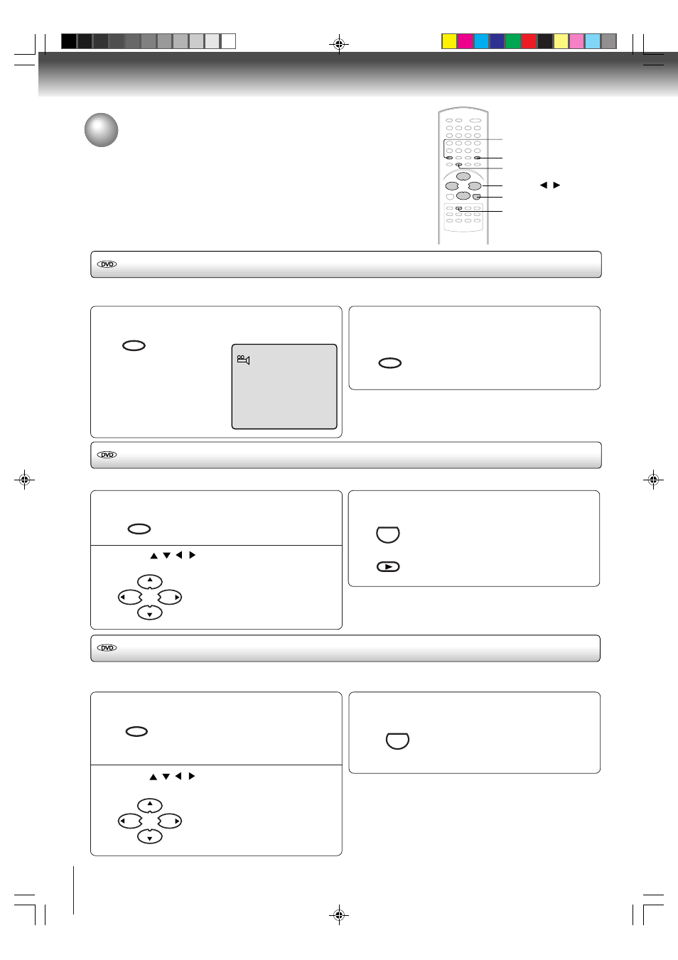 Changing angles/title selection/dvd menu, Changing angles title selection dvd menu | Toshiba MD20FP1 User Manual | Page 34 / 52