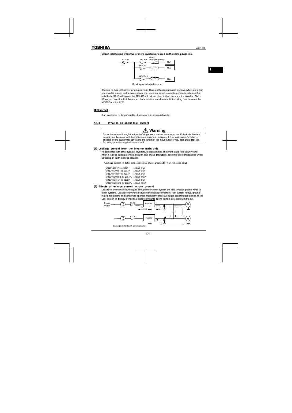 Warning | Toshiba VF-nC1 User Manual | Page 20 / 143