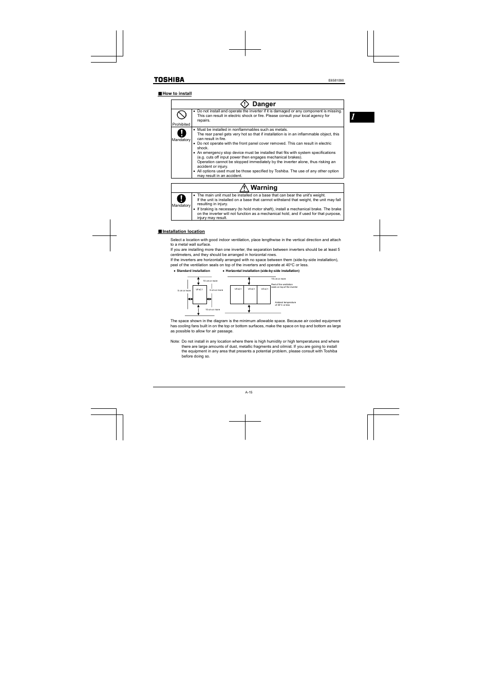 Danger, Warning | Toshiba VF-nC1 User Manual | Page 24 / 143