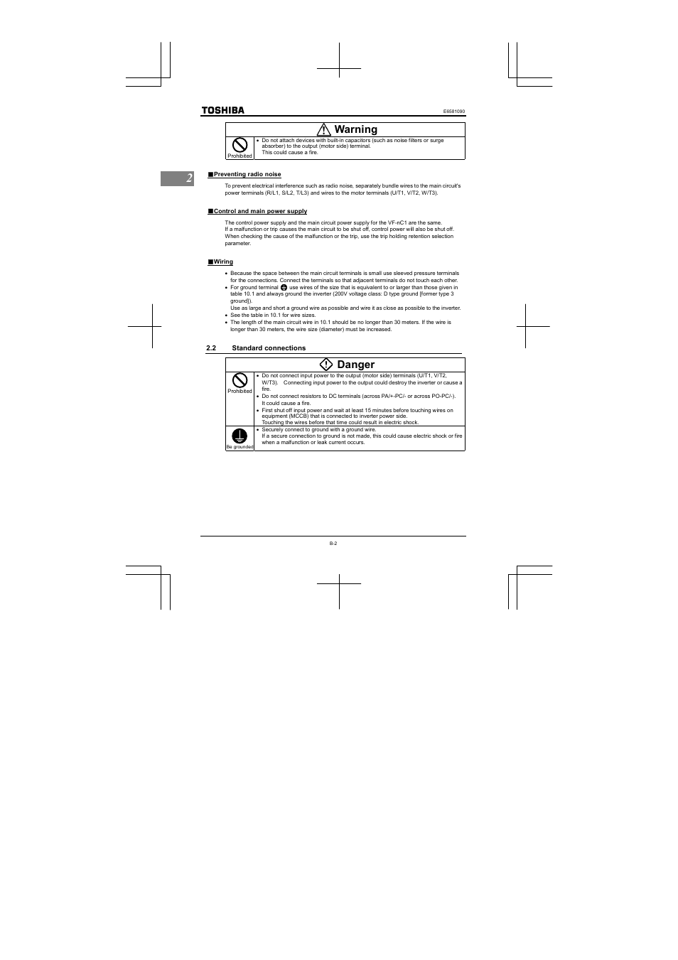Warning, Danger | Toshiba VF-nC1 User Manual | Page 28 / 143