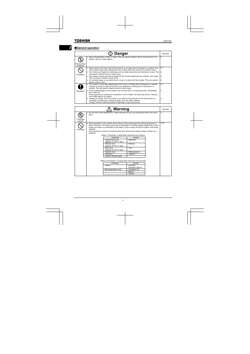 Danger, Warning | Toshiba VF-nC1 User Manual | Page 3 / 143