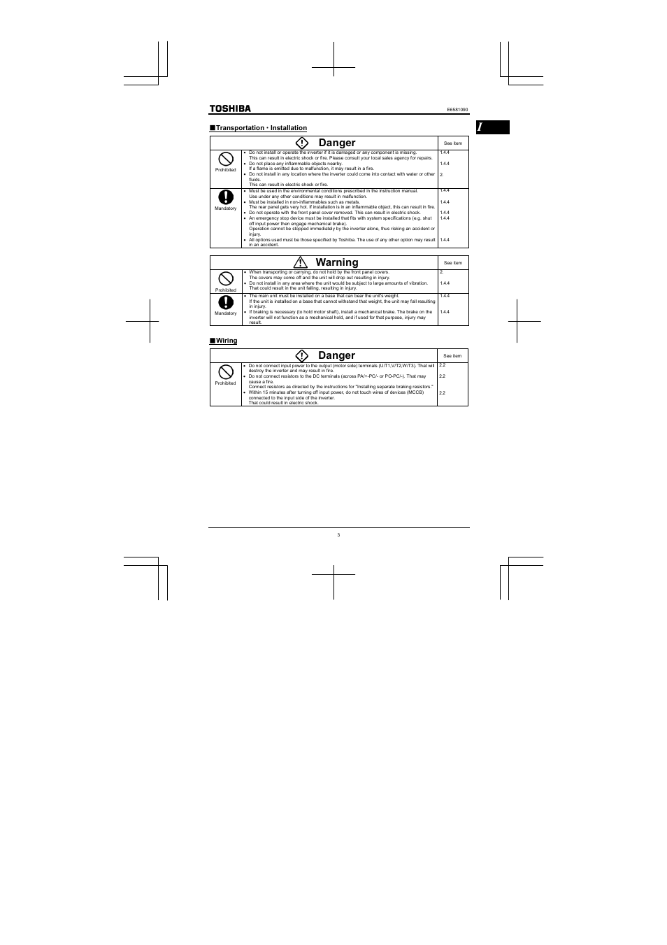 Danger, Warning | Toshiba VF-nC1 User Manual | Page 4 / 143