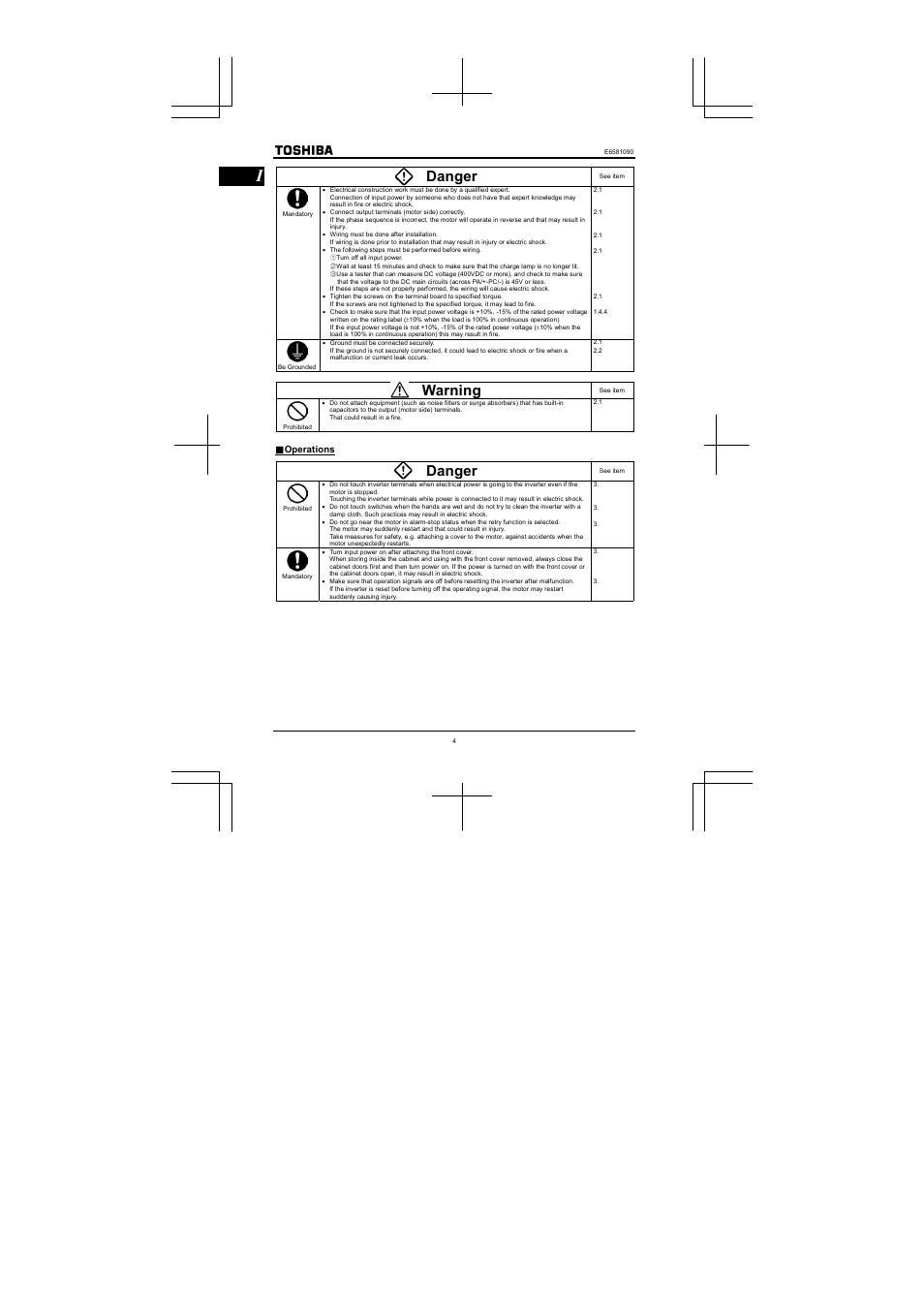 Danger, Warning | Toshiba VF-nC1 User Manual | Page 5 / 143