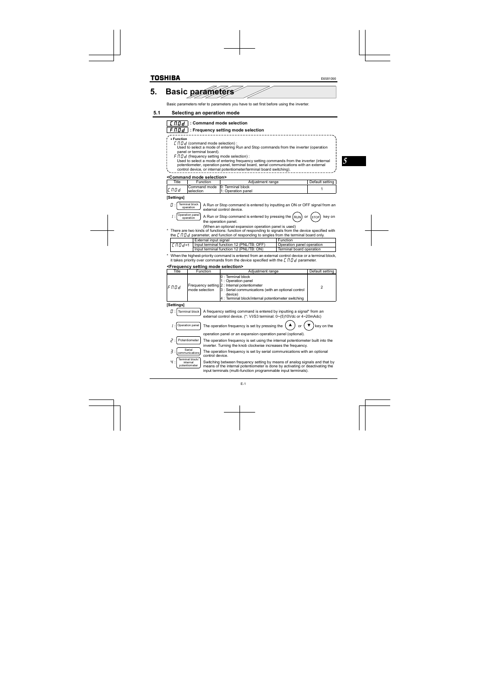 Basic parameters | Toshiba VF-nC1 User Manual | Page 53 / 143