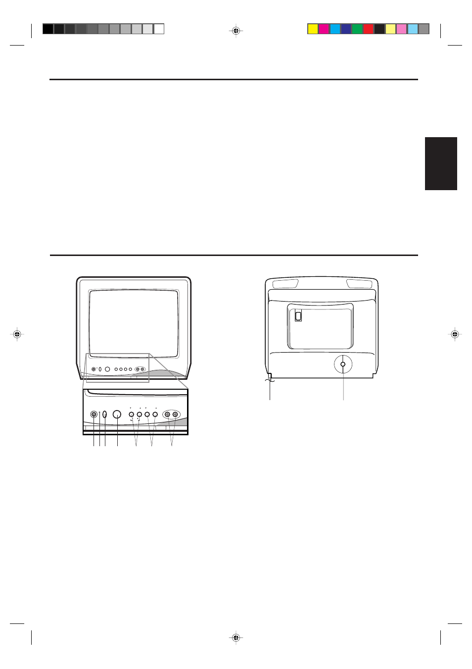Features location of controls, Englishenglish, Front back | Toshiba 13A23W User Manual | Page 5 / 17