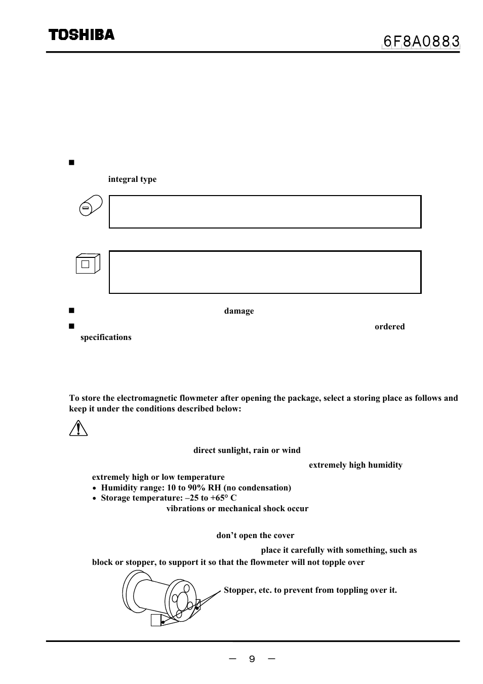 Product inspection and storage, Caution, 1 product inspection | 2 strage | Toshiba GF632 User Manual | Page 10 / 56