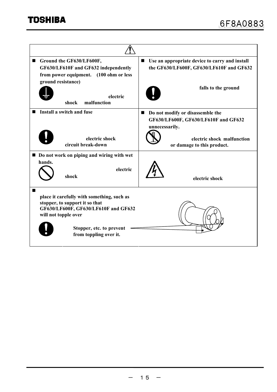 Caution | Toshiba GF632 User Manual | Page 16 / 56