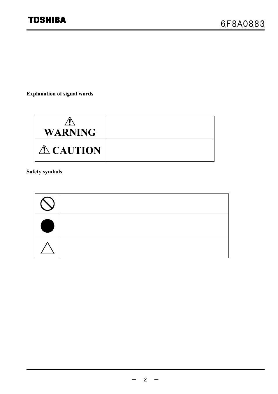 Safety precautions, Warning, Caution | Toshiba GF632 User Manual | Page 3 / 56