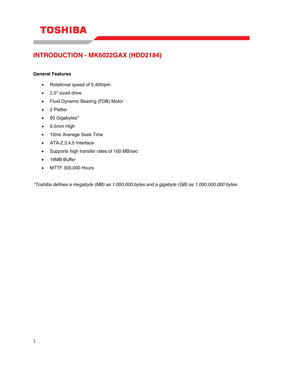 Introduction - mk6022gax (hdd2184) | Toshiba MK6022GAX User Manual | Page 3 / 11