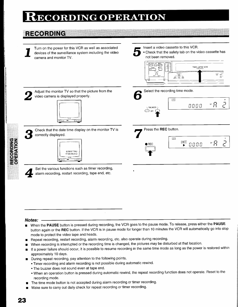 Recording operation, Recording, Ecording | Operation | Toshiba KV-9096A User Manual | Page 24 / 52