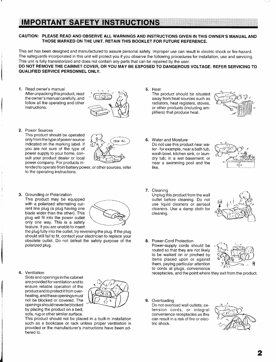 Important safety instructions | Toshiba KV-9096A User Manual | Page 3 / 52