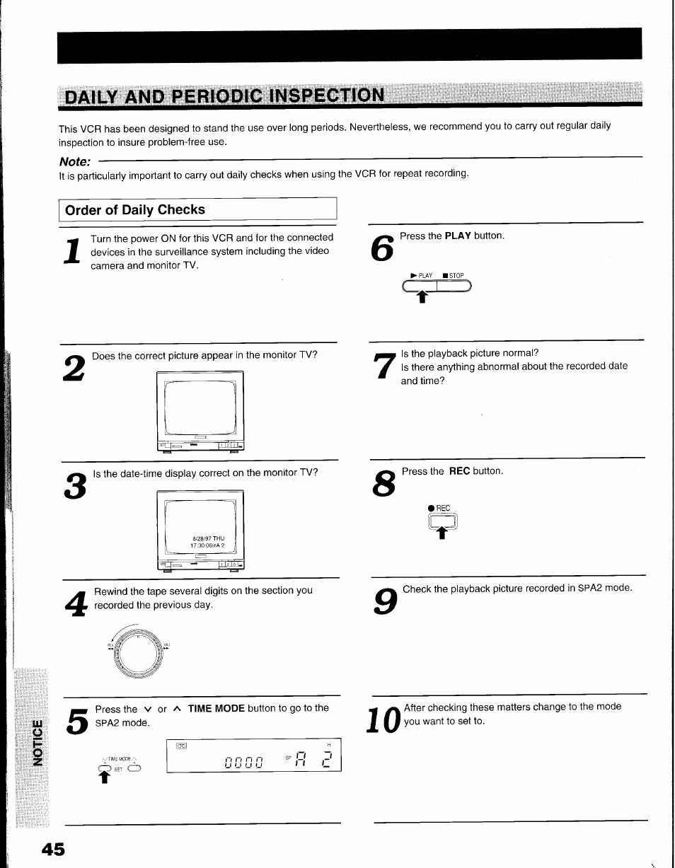 Daily and periodic inspection, Order of daily checks | Toshiba KV-9096A User Manual | Page 46 / 52