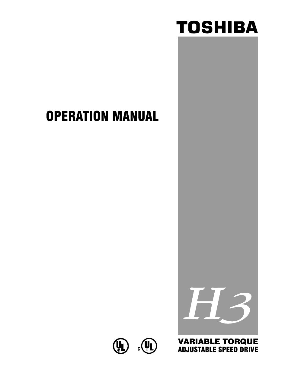 Toshiba Adjustable Speed Drive H3 User Manual | 122 pages