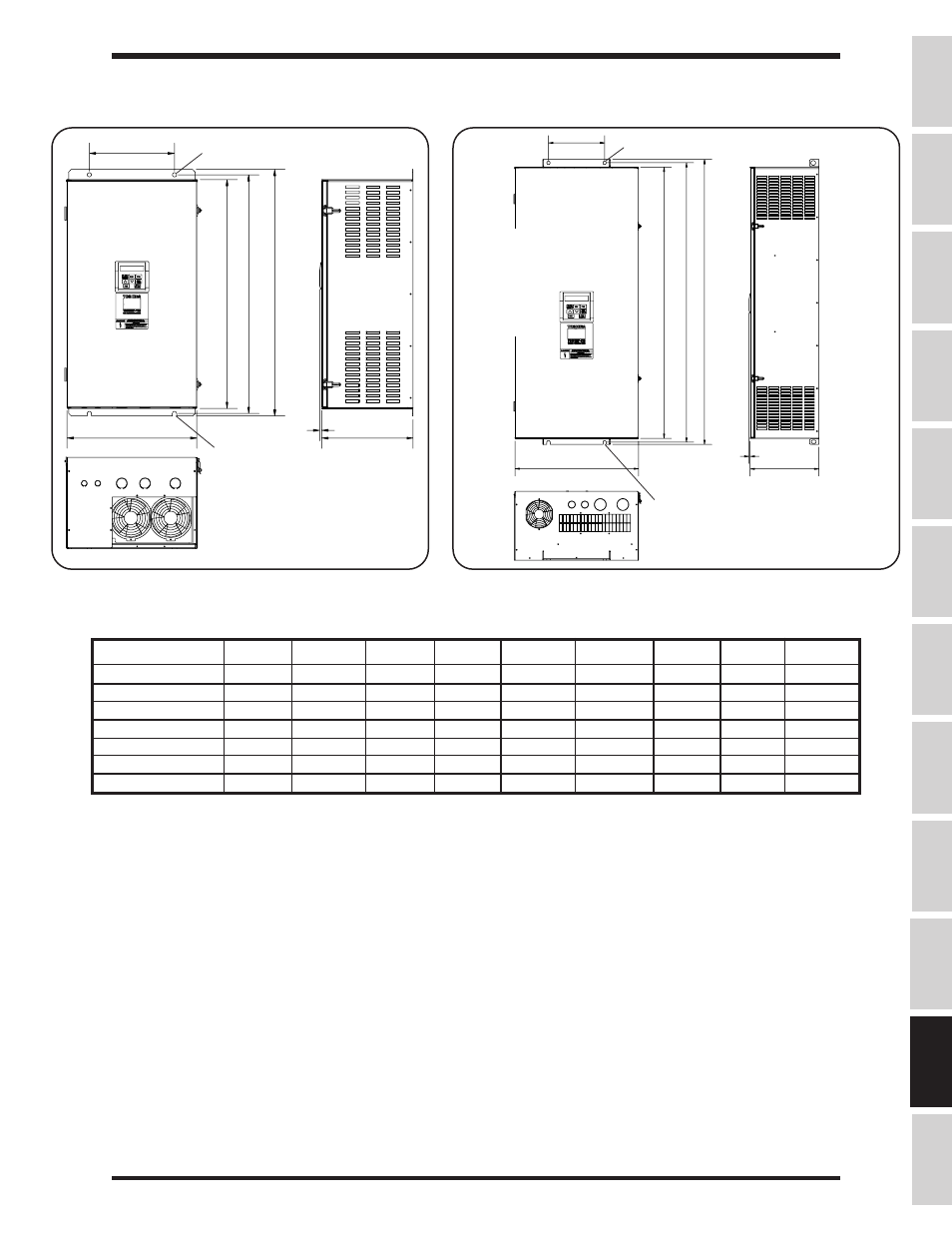 Toshiba, Dimensions, Figure 3 | Figure 4 | Toshiba Adjustable Speed Drive H3 User Manual | Page 109 / 122