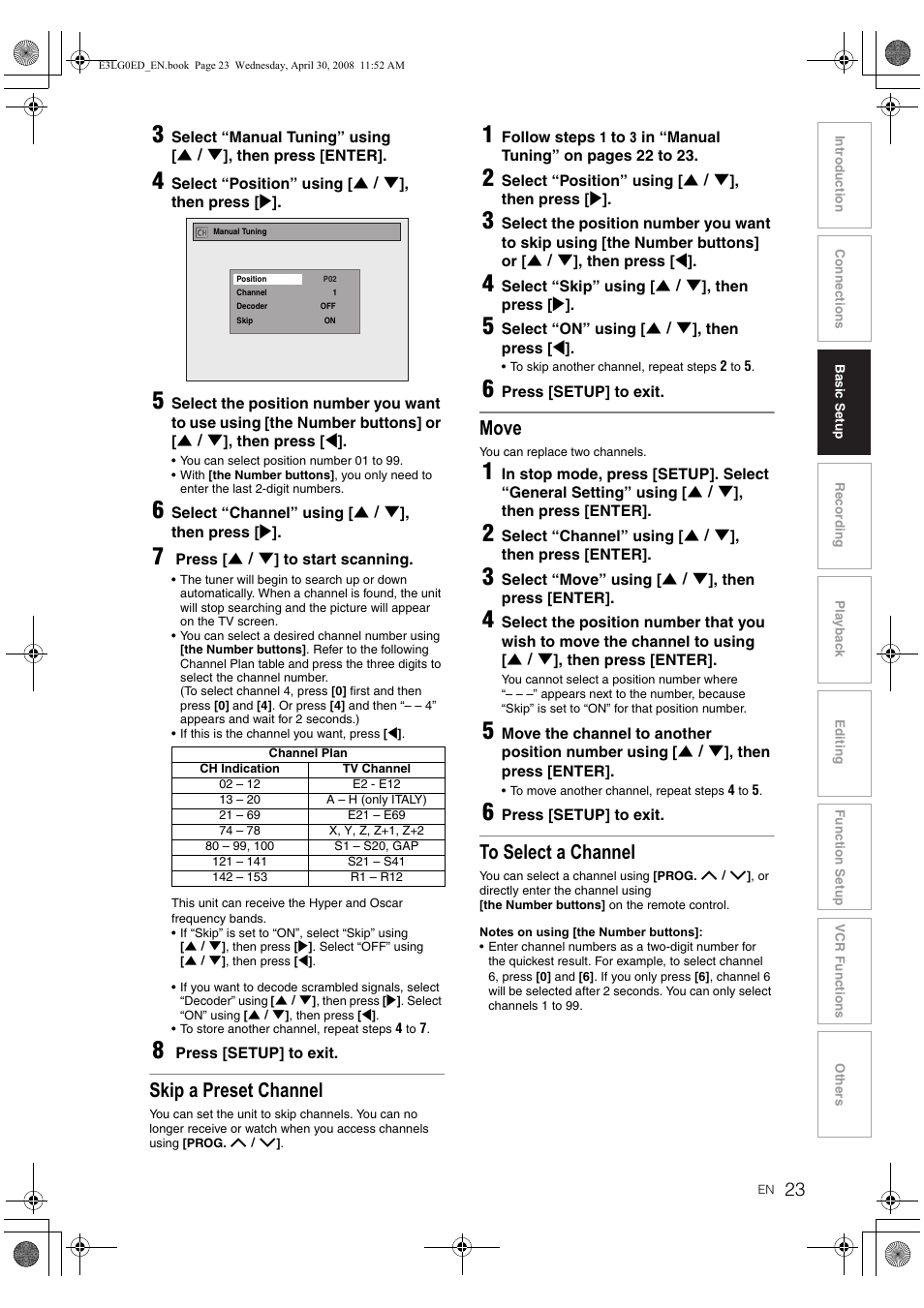 Skip a preset channel, Move | Toshiba RD-XV48KE User Manual | Page 23 / 92