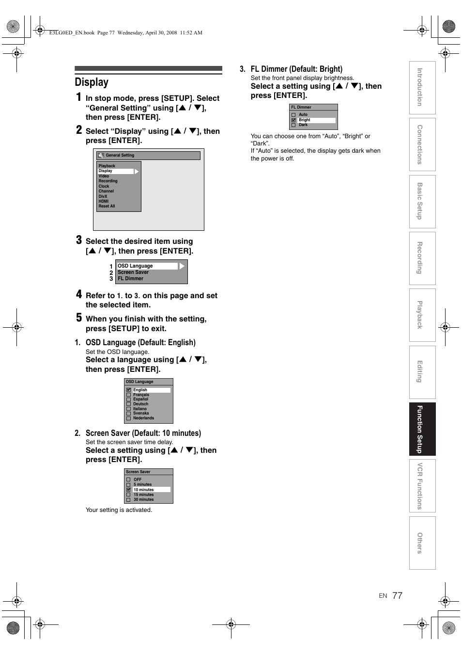 Display 1 | Toshiba RD-XV48KE User Manual | Page 77 / 92