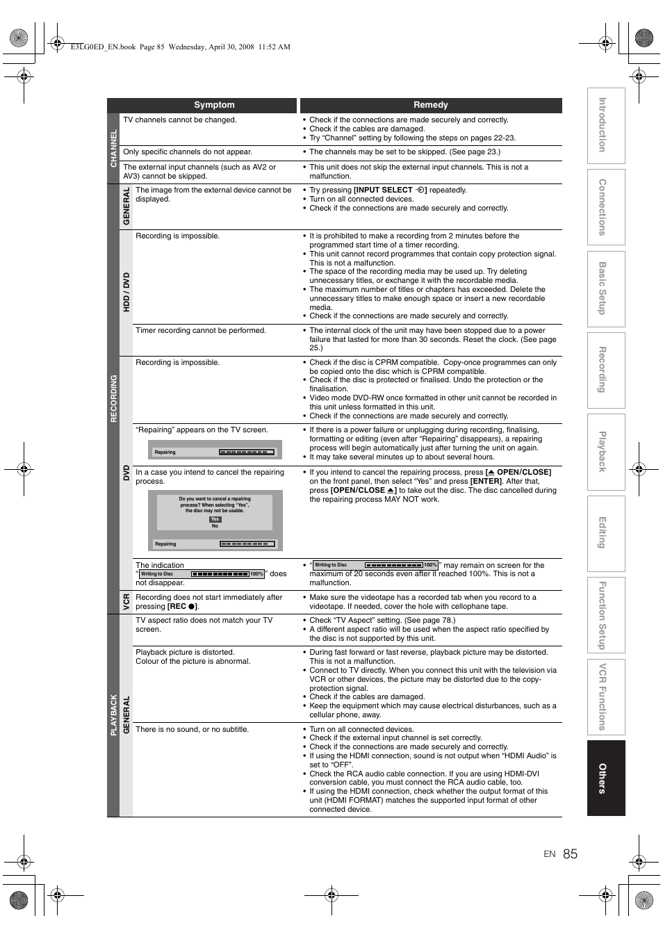 Toshiba RD-XV48KE User Manual | Page 85 / 92
