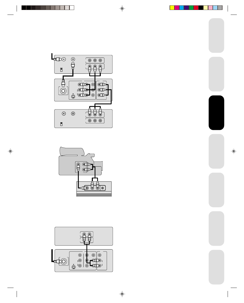 Connecting two vcrs, Connecting a camcorder, Connecting an audio amplifier | Caution, Connecting your tv | Toshiba 27A41 User Manual | Page 9 / 32