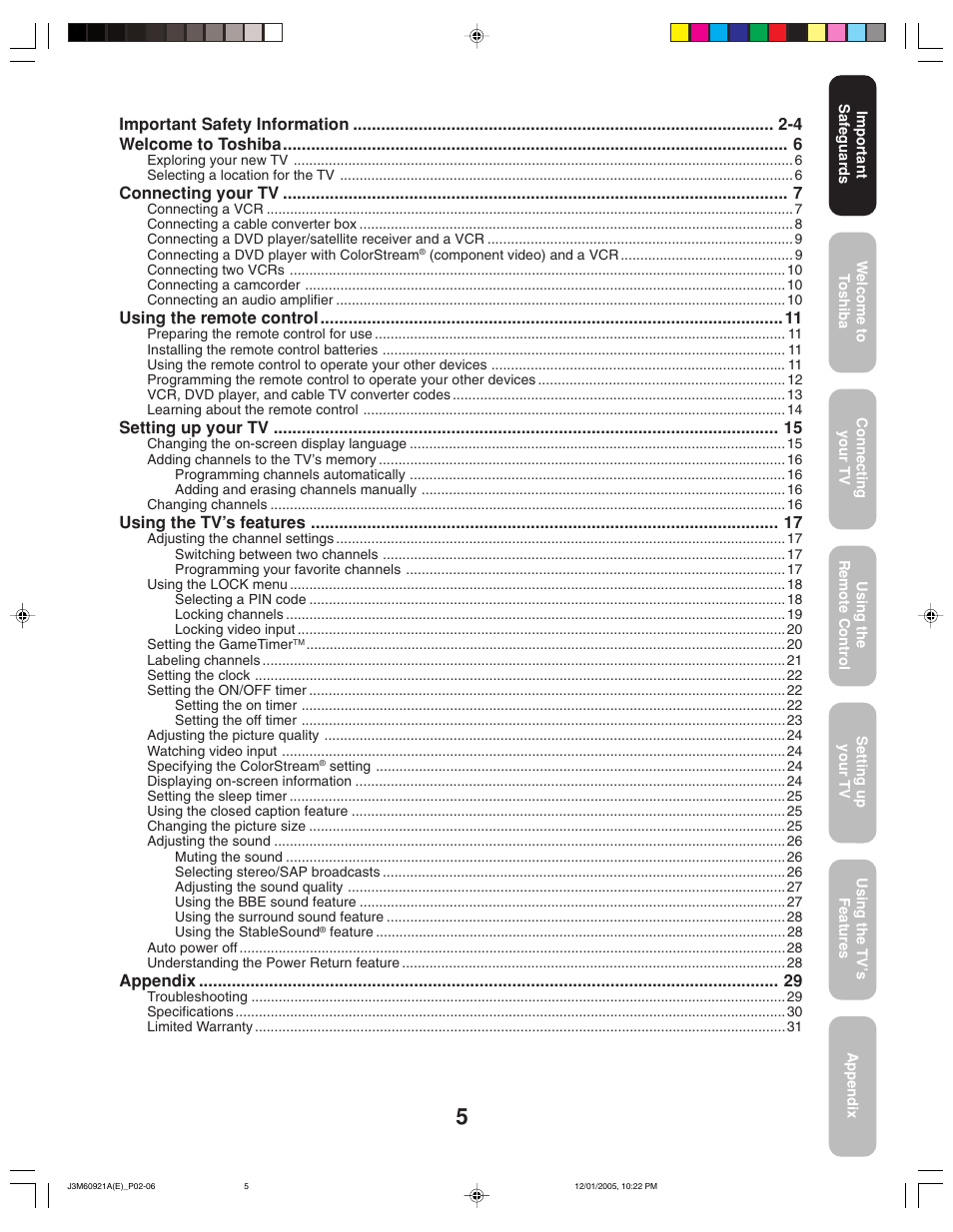 Toshiba 24AF45C User Manual | Page 5 / 32