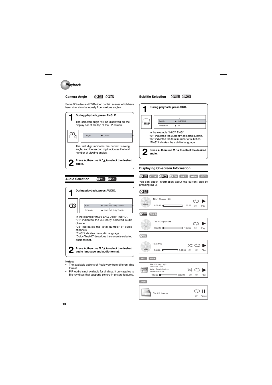 Playback | Toshiba Blu-Ray Disc/ Dvd Player BDX4150KU User Manual | Page 18 / 56