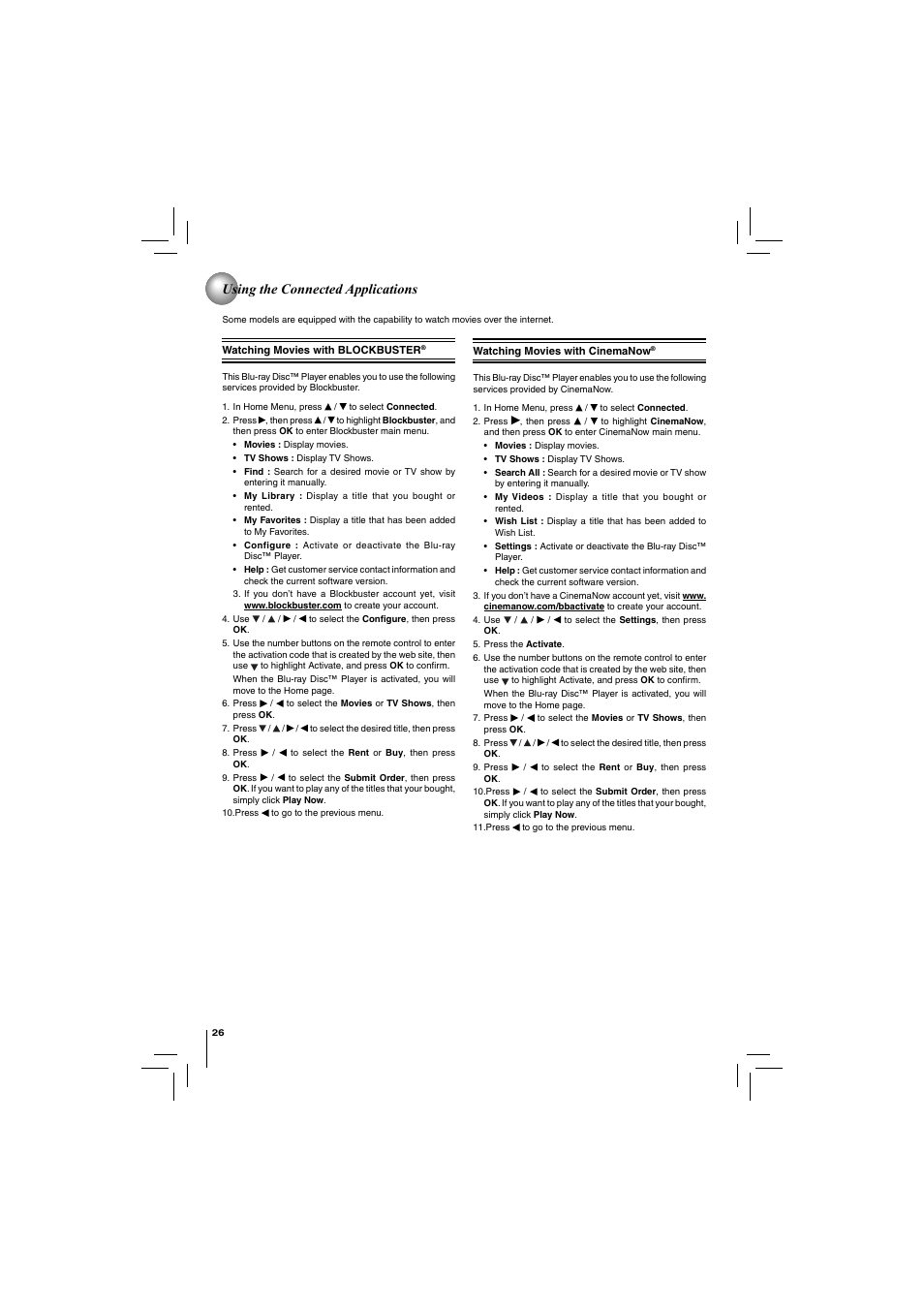 Using the connected applications | Toshiba BDX2150KU User Manual | Page 26 / 52