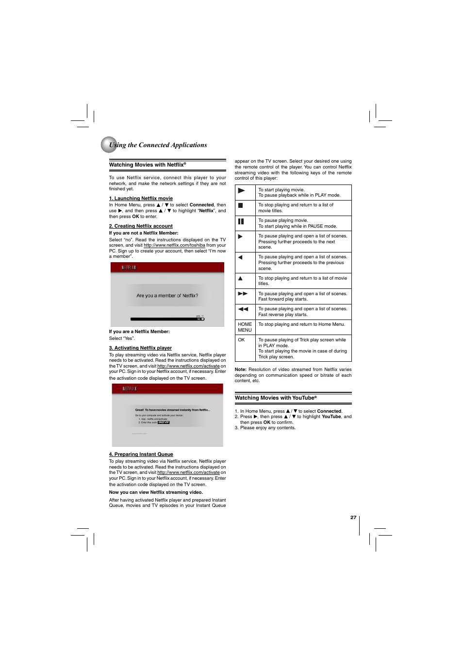 Using the connected applications | Toshiba BDX2150KU User Manual | Page 27 / 52