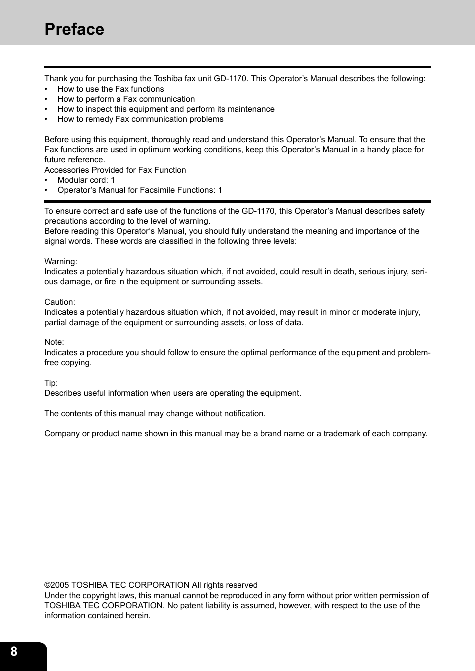 Preface | Toshiba GD-1170 User Manual | Page 10 / 182