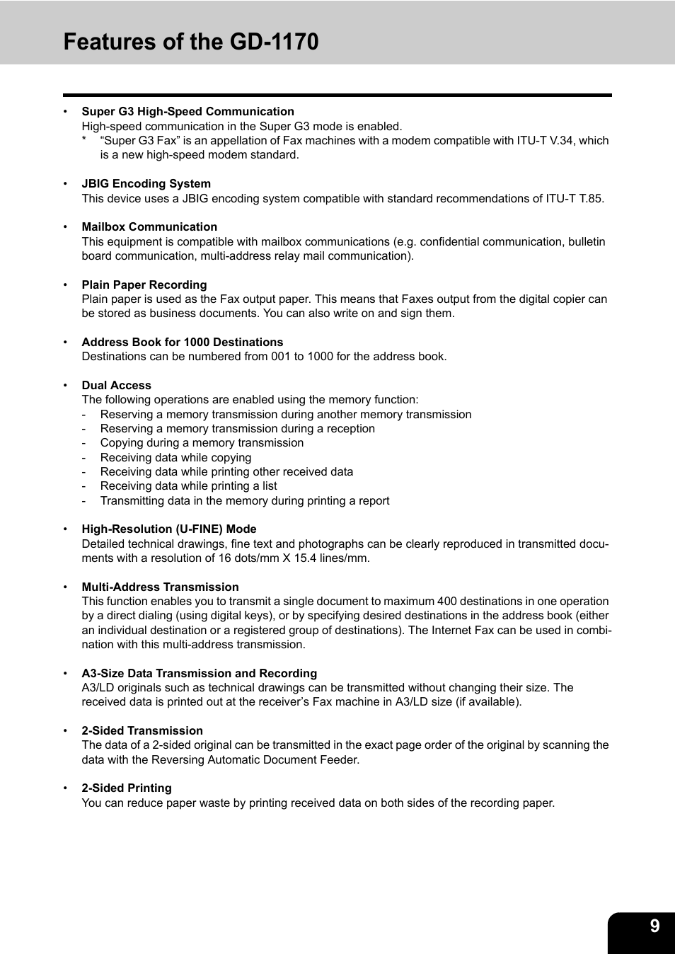 Features of the gd-1170 | Toshiba GD-1170 User Manual | Page 11 / 182