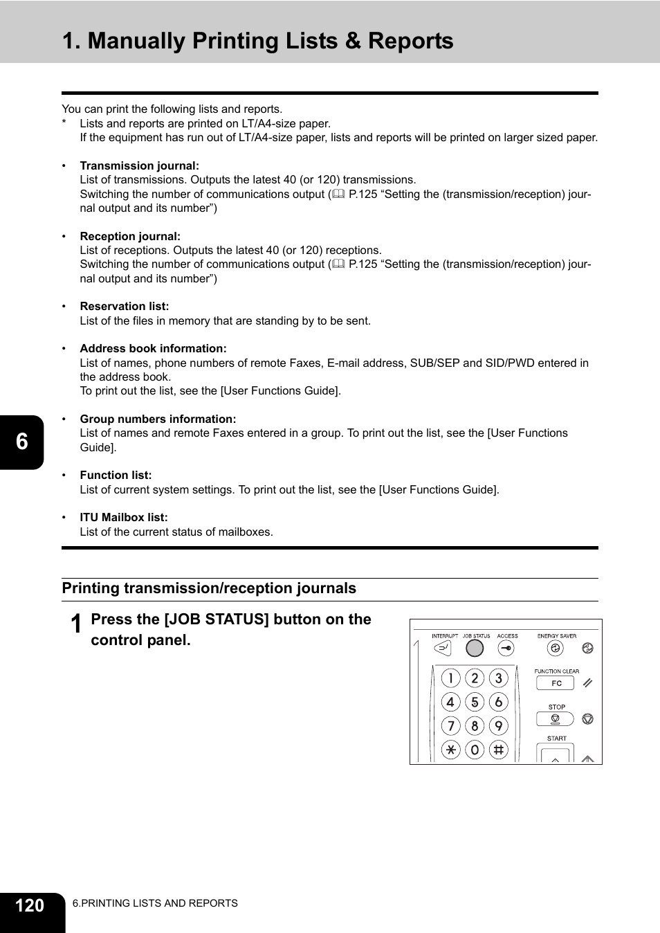 Manually printing lists & reports | Toshiba GD-1170 User Manual | Page 122 / 182