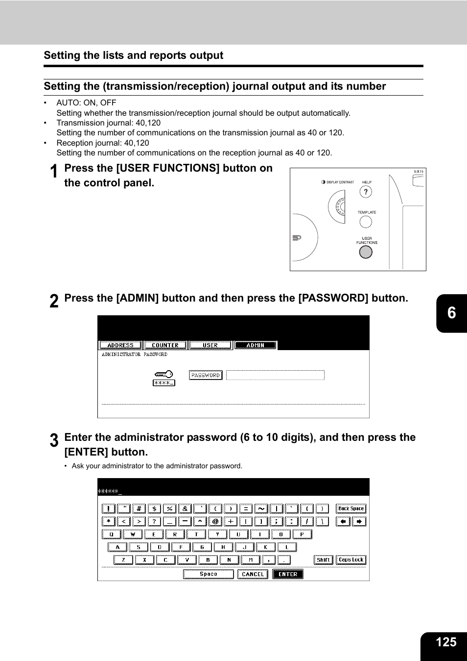 Setting the lists and reports output | Toshiba GD-1170 User Manual | Page 127 / 182
