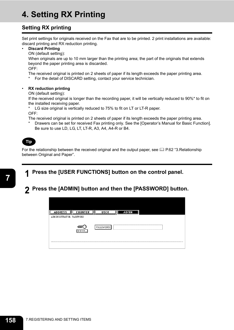 Setting rx printing | Toshiba GD-1170 User Manual | Page 160 / 182