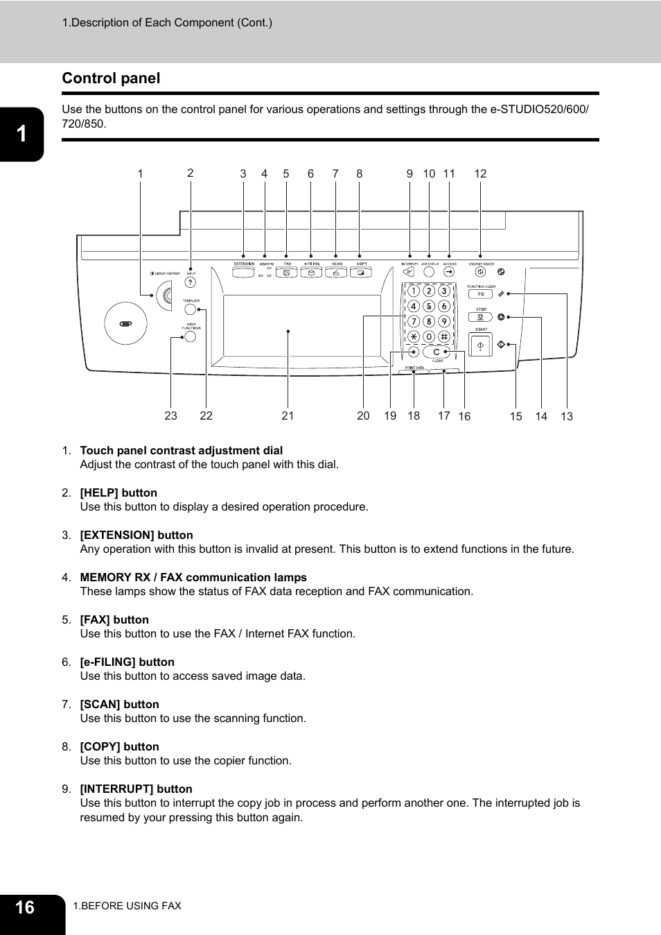 Control panel | Toshiba GD-1170 User Manual | Page 18 / 182