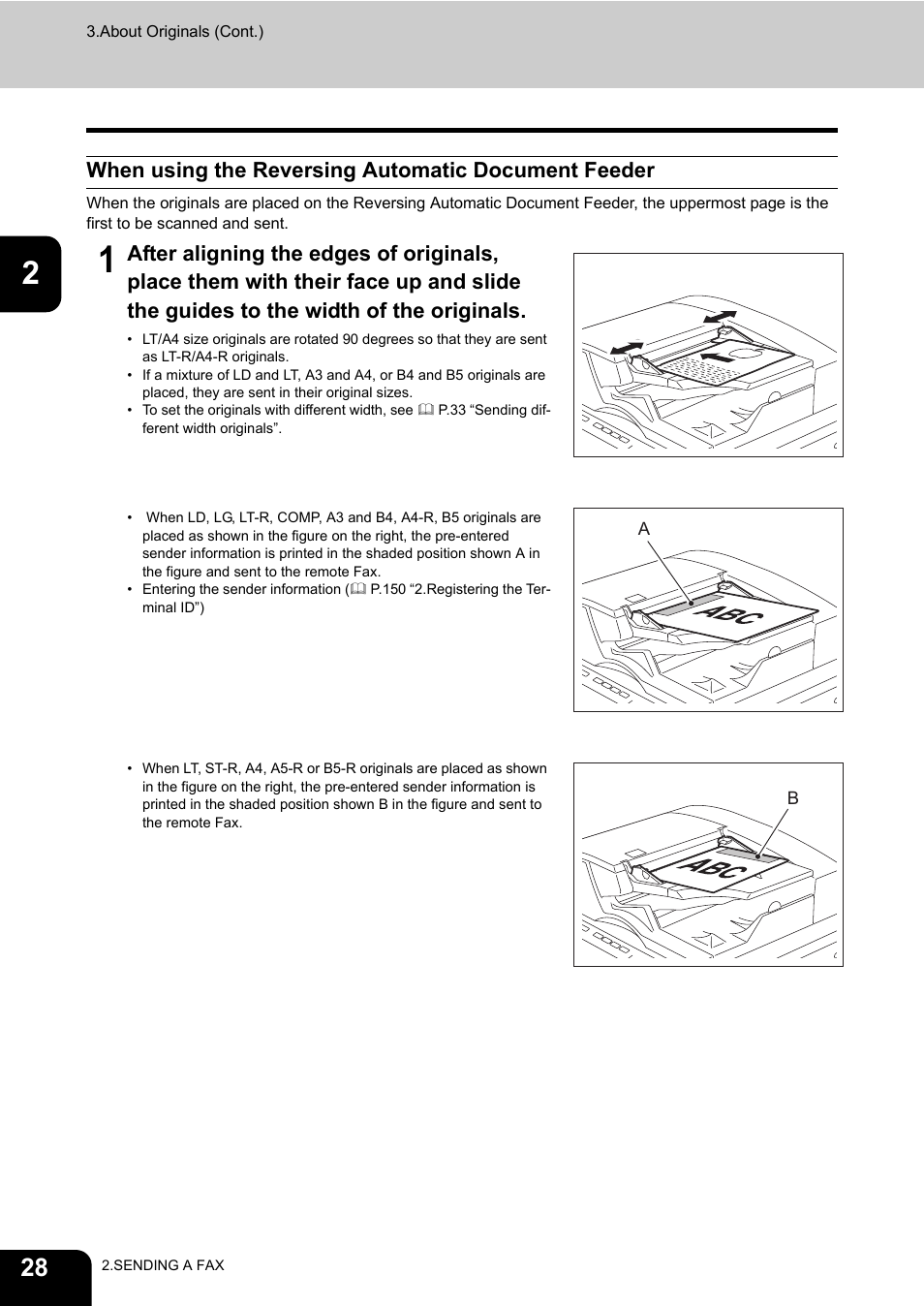 When using the reversing automatic document feeder | Toshiba GD-1170 User Manual | Page 30 / 182