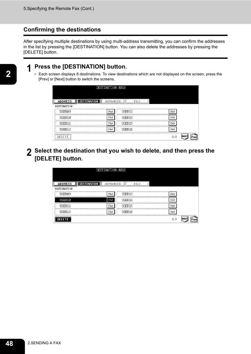 Confirming the destinations, P.48 “confirming the, Destinations”) | P.48 “confirming the destinations”) | Toshiba GD-1170 User Manual | Page 50 / 182