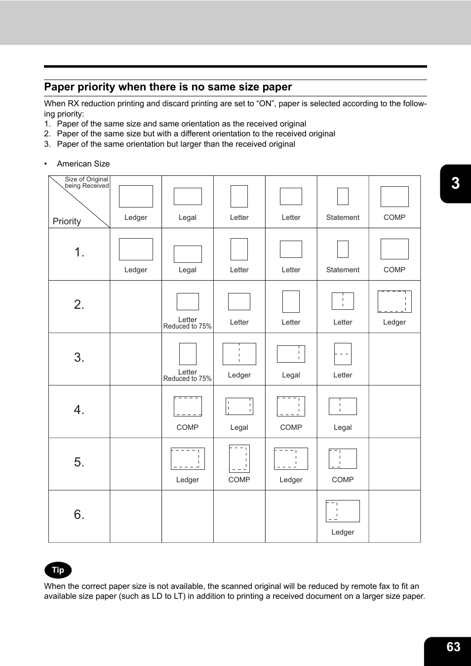 Paper priority when there is no same size paper | Toshiba GD-1170 User Manual | Page 65 / 182