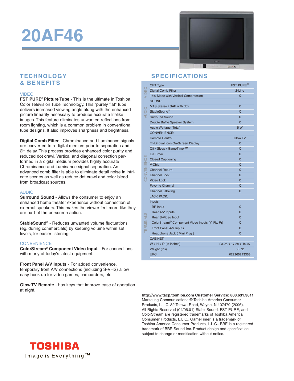 20af46 | Toshiba 20AF46 User Manual | Page 2 / 2