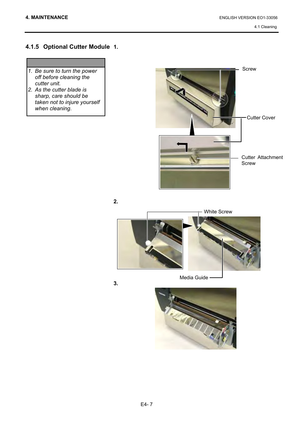 5 optional cutter module | Toshiba B-SX6T Series User Manual | Page 105 / 139