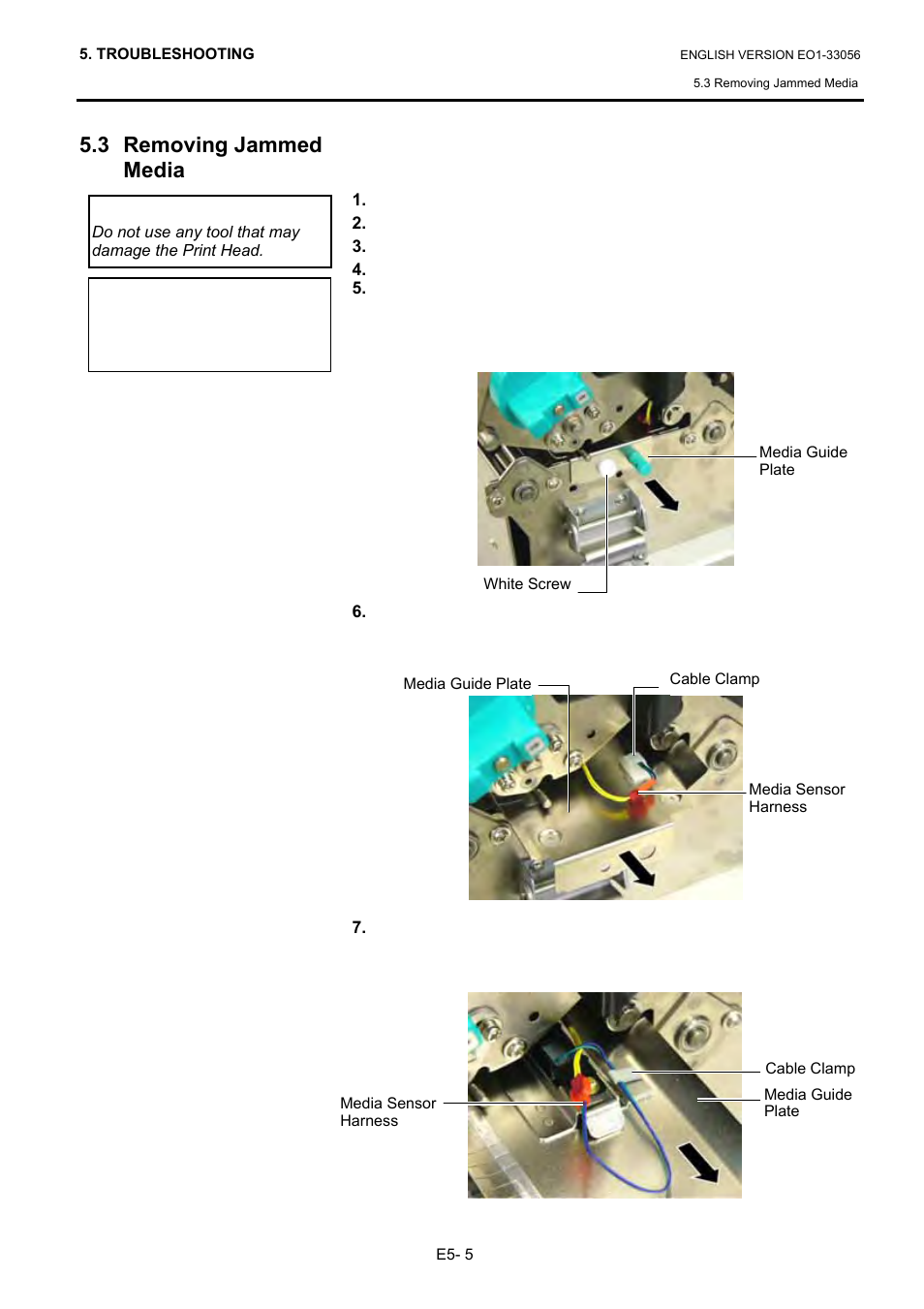 3 removing jammed media | Toshiba B-SX6T Series User Manual | Page 112 / 139