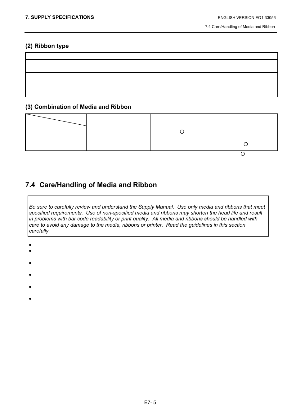 4 care/handling of media and ribbon | Toshiba B-SX6T Series User Manual | Page 120 / 139