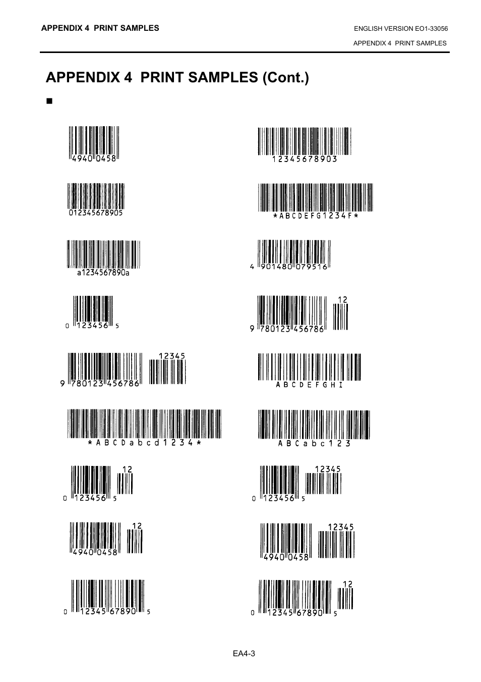 Appendix 4 print samples (cont.) | Toshiba B-SX6T Series User Manual | Page 133 / 139