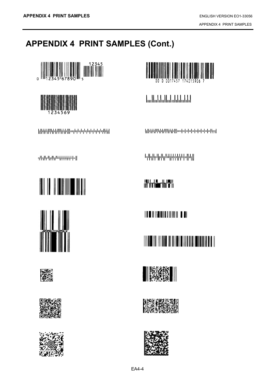 Appendix 4 print samples (cont.) | Toshiba B-SX6T Series User Manual | Page 134 / 139