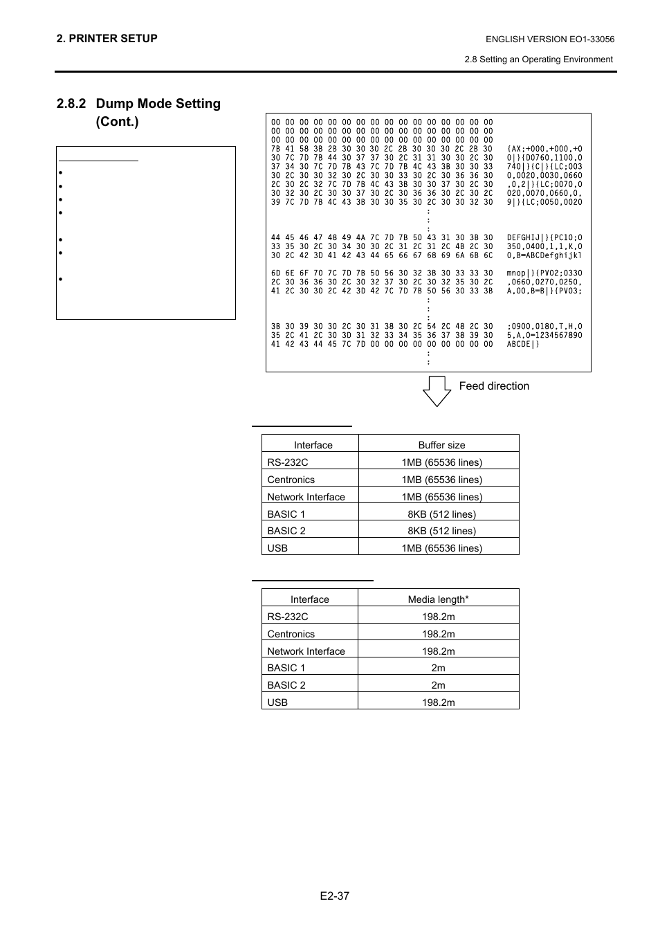 2 dump mode setting (cont.), Required label length | Toshiba B-SX6T Series User Manual | Page 51 / 139