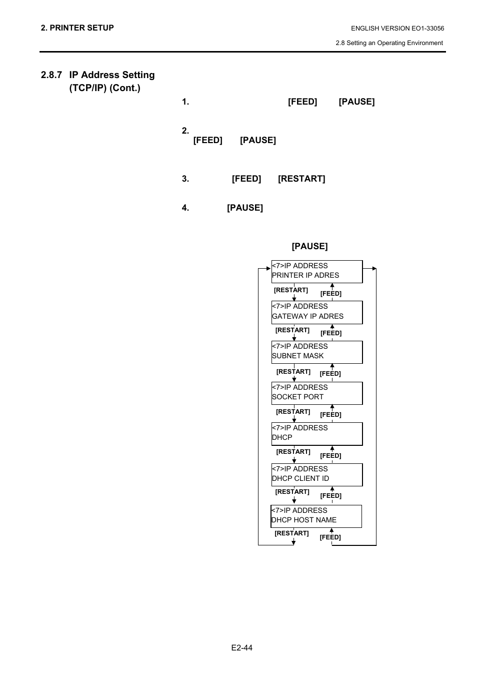 7 ip address setting (tcp/ip) (cont.) | Toshiba B-SX6T Series User Manual | Page 58 / 139