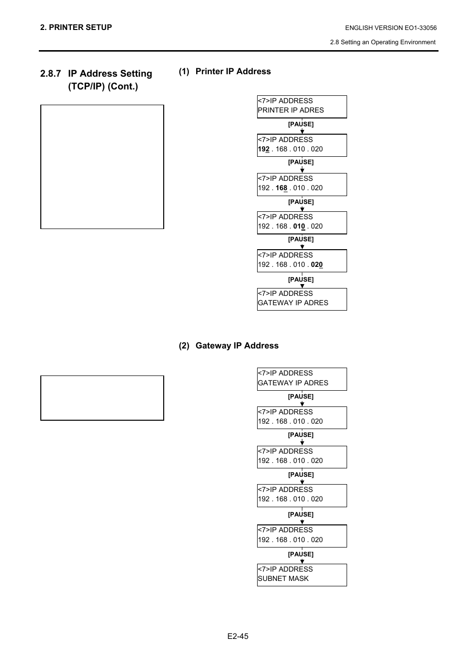 7 ip address setting (tcp/ip) (cont.) | Toshiba B-SX6T Series User Manual | Page 59 / 139