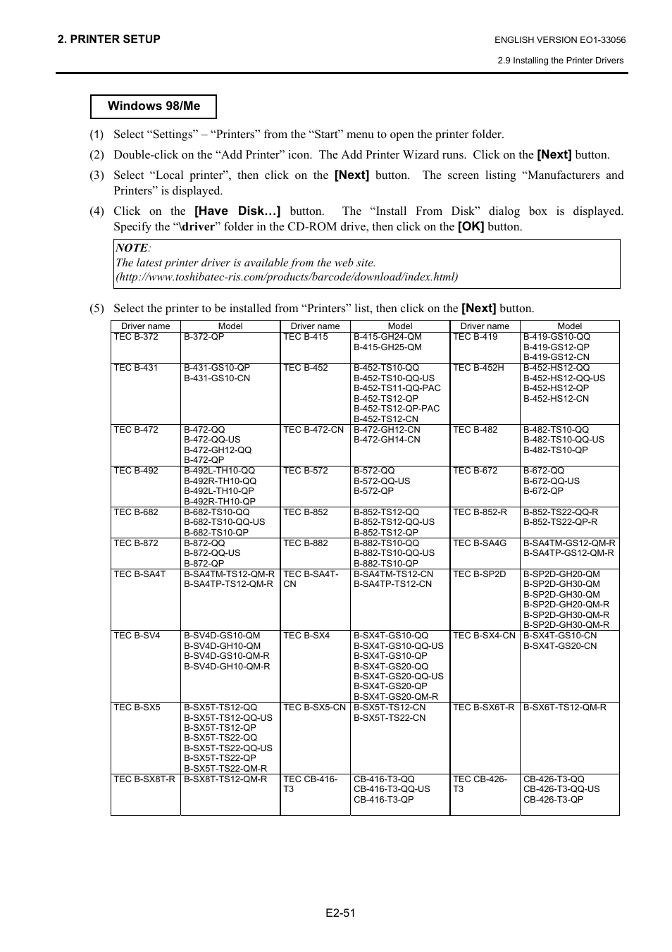 Windows 98/me | Toshiba B-SX6T Series User Manual | Page 65 / 139