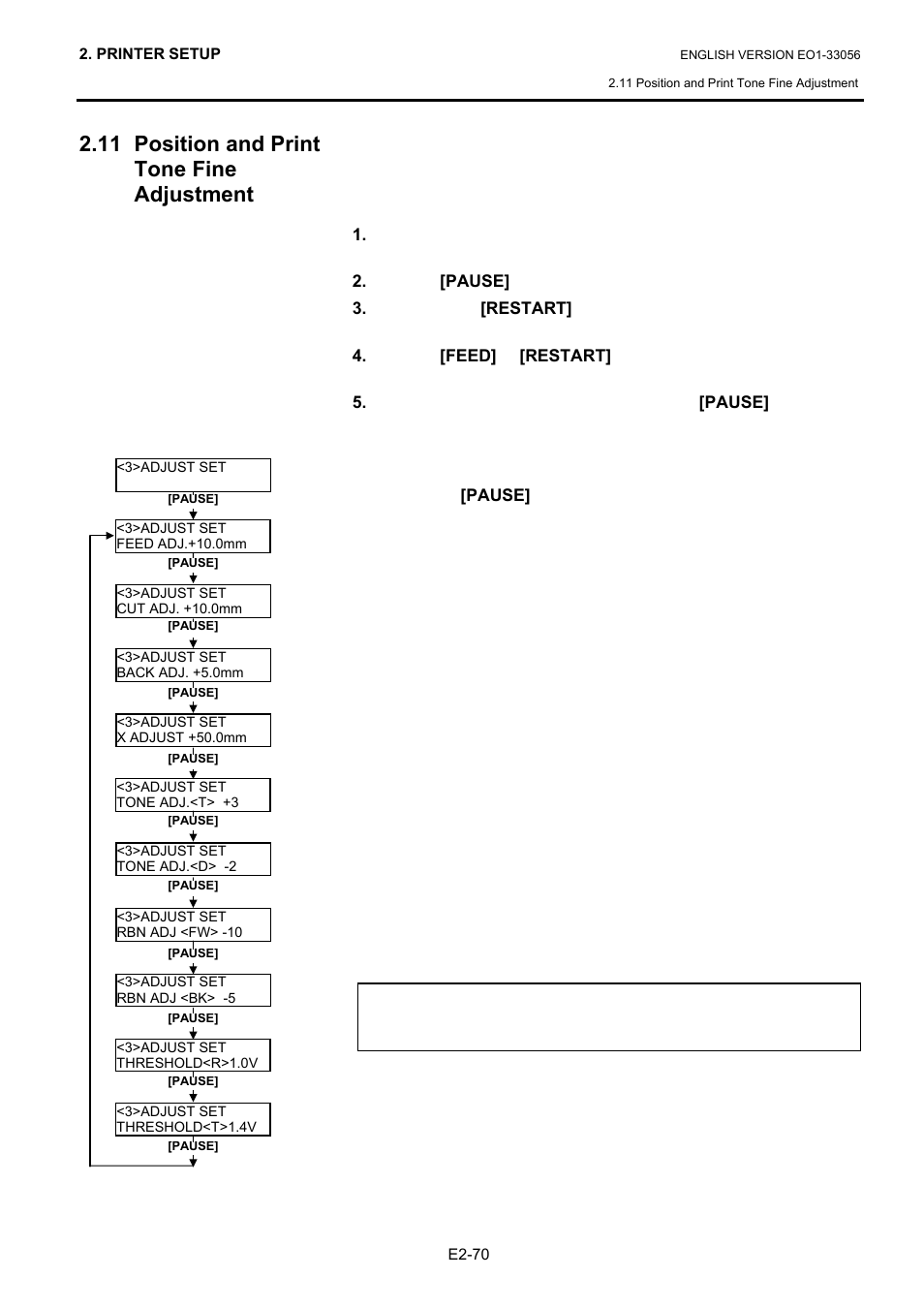 11 position and print tone fine adjustment | Toshiba B-SX6T Series User Manual | Page 84 / 139