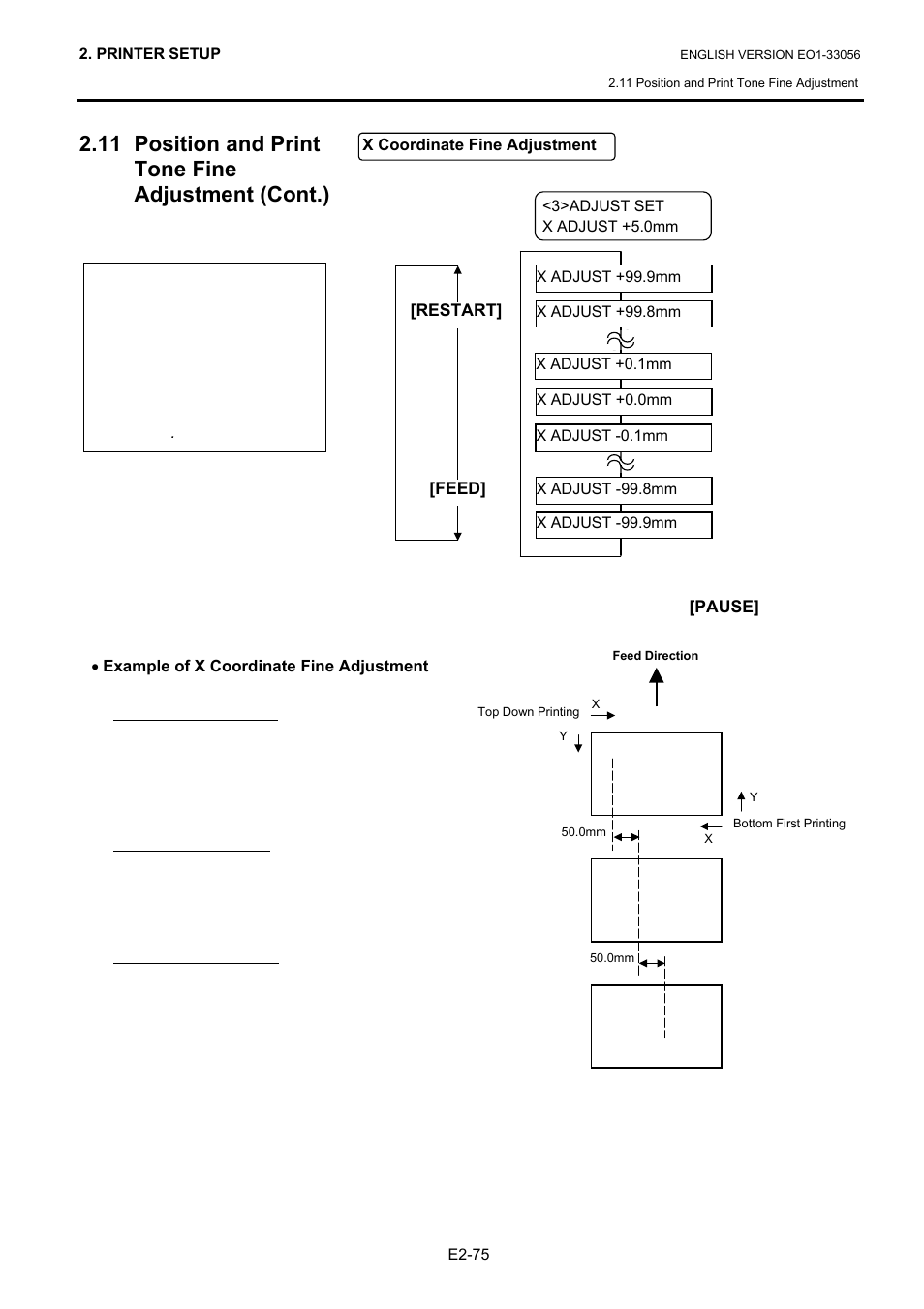 11 position and print tone fine adjustment (cont.) | Toshiba B-SX6T Series User Manual | Page 89 / 139